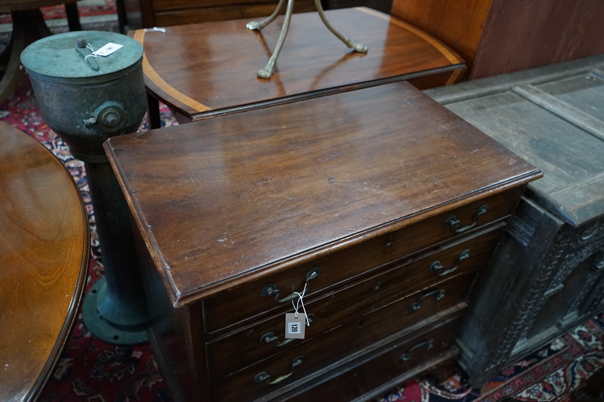 A small George III mahogany chest, width 79cm, depth 46cm, height 77cm